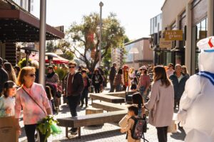 People walking outside the shops at First Street Napa